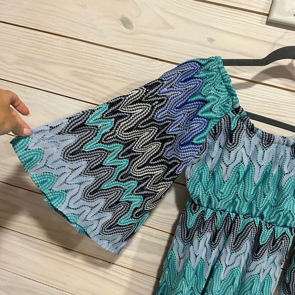 Judith March Blue Green Off-Shoulder Sundress - Picture 2 of 6